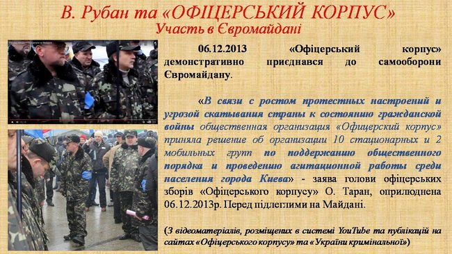 Рубан - российский политический проект: презентация СБУ о деятельности руководителя Офицерского корпуса 17