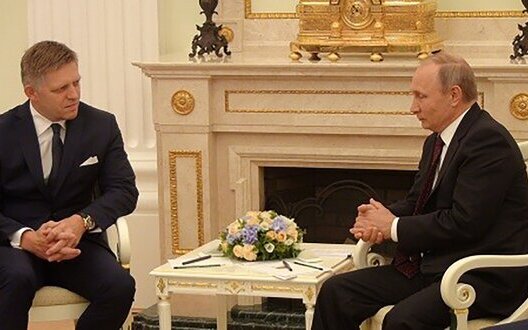 Slovak Prime Minister Robert Fico and Russian dictator Vladimir Putin in 2016