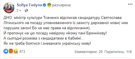 Мінкульт підібрав нового кандидата на посаду мовного омбудсмена - Світлану Бронікову 02