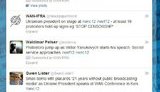 Протест во время выступления Януковича попал в twitter-ленту Всемирного газетного конгресса. ФОТО