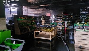Supermarket in Kyiv region was damaged by Russian strike, and fire broke out. PHOTOS