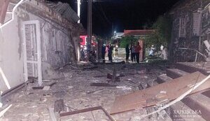 В Ольшанах ударный БПЛА попал во двор частного дома