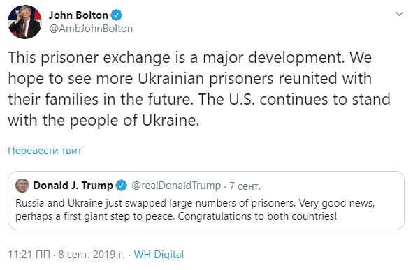 John Bolton: US hopes more Ukrainian prisoners will be released 01