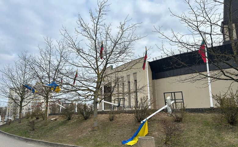 Флаги Украины повалили вандалы в Литве