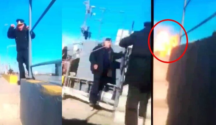 Russian sailors in port of Kaspiysk running for cover and watching attack by UAV in awe: "Wow! We didn’t shoot it down, it exploded on its own! We didn’t hit it!". VIDEO