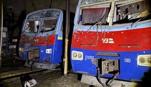 A locomotive depot in Poltava was damaged by a Russian strike