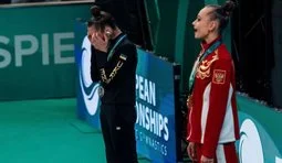 Українська художня гімнастка Софія Країнська