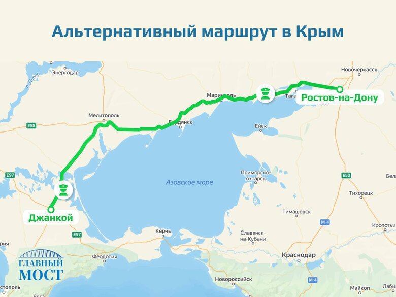 Россиянам предлагают ехать в Крым через оккупированные Мариуполь, Бердянск и Мелитополь 01