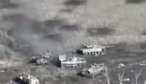 Сolumn of Russian armored vehicles was destroyed near Vuhledar. VIDEO