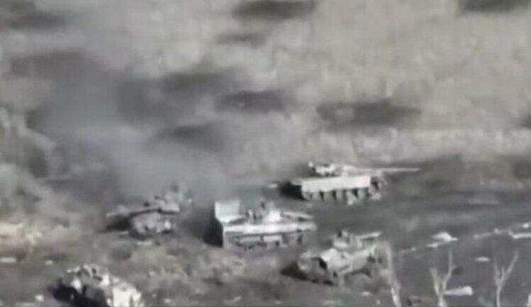 Сolumn of Russian armored vehicles was destroyed near Vuhledar. VIDEO