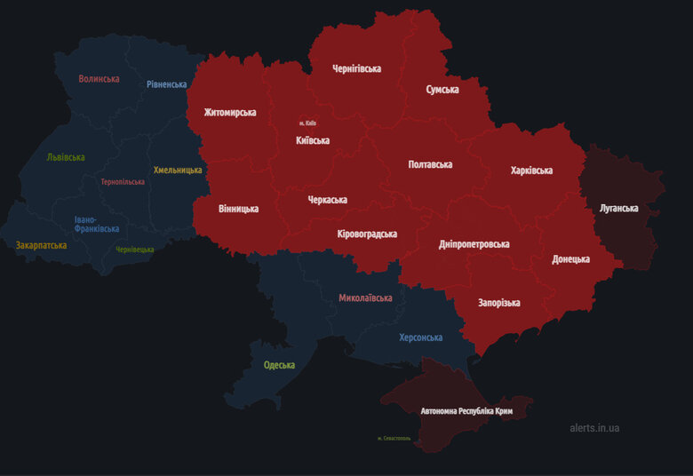 У низці областей оголошували повітряну тривогу 01