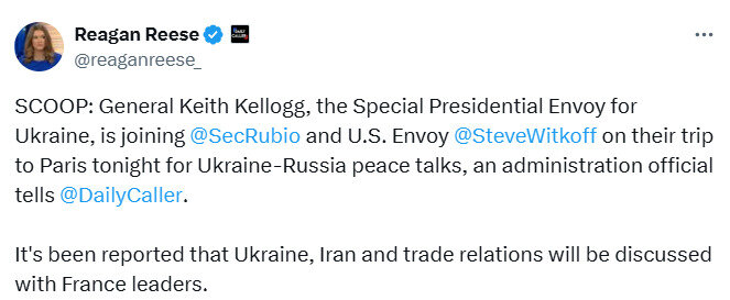 Келлог також поїхав до Парижу для переговорів про Україну