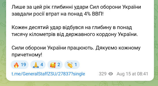 Атака дронів та удар по ВВП Росії Звіт Генштабу ЗСУ