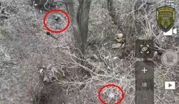 два дрони атакують росіянина