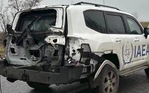 Пошкоджена автівка місії МАГАТЕ внаслідок атаки безпілотника