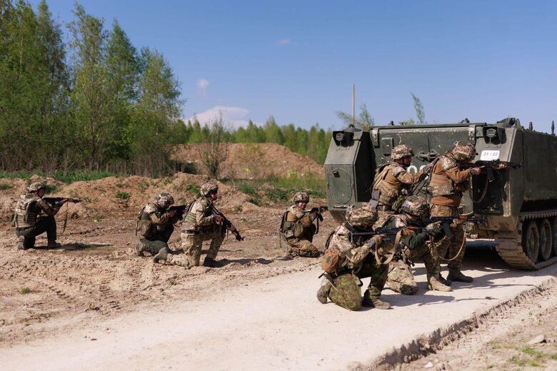 The National Guard destroys enemy equipment