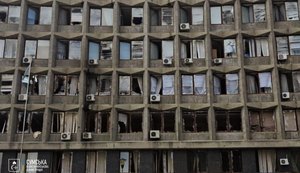 Enemy struck centre of Sumy with drone: woman was wounded and RMA building was damaged (updated). PHOTOS