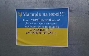 У Береговому розклеїли антиугорські листівки провокаційного характеру. Поліція почала розслідування. ФОТОрепортаж