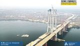 На найвищому українському мості у Запоріжжі вже закінчують монтувати ванти. ФОТОрепортаж