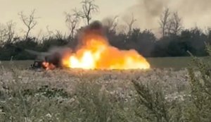 Russian invader, hiding in undergrowth, filmed destruction of "Grad" multiple rocket launcher by Ukrainian FPV drone. VIDEO