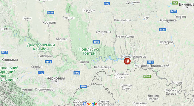 23 июля в Черновицкой области произошло землетрясение магнитудой 2 балла 01