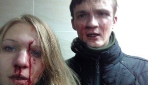 Побили націоналістку Заверуху та її хлопця Черняка. Активісти С14 заявляють, що били тільки хлопця. ФОТО