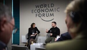 Володимир Зеленський на зустрічі з журналістами у Давосі