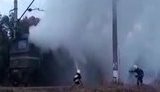 Дизельный локомотив загорелся в Ривном во время движения. ВИДЕО