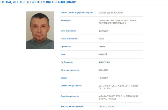 Ймовірного організатора вбивства Гандзюк Левіна оголосили в розшук 01