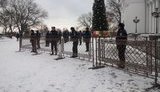 Fifty Policemen Freezing Outside Odessa City Hall Guarding it from Svoboda. PHOTOS