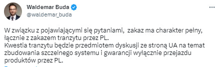 Ban on import of Ukrainian grain to Poland also applies to transit, - Minister Buda 01