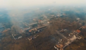 Aftermath of Balakliia depot fire. DRONE VIDEO