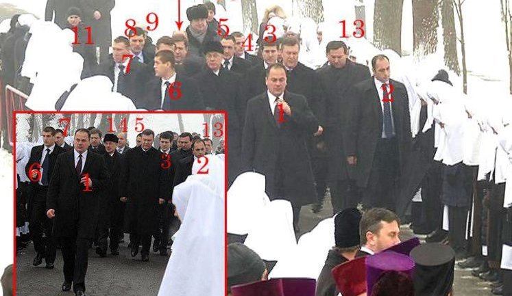 Prayer Service: Yanukovych, Nuns and Security Squad. PHOTO