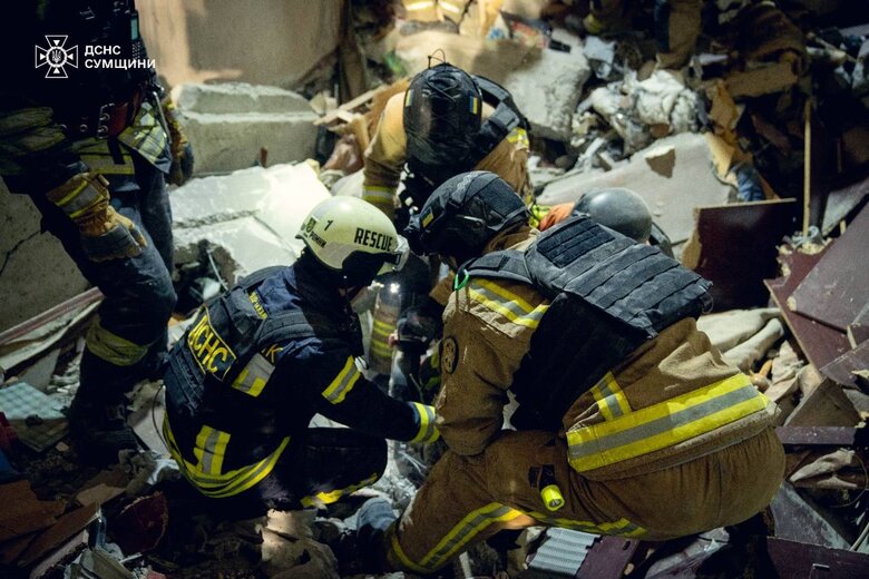 Shahed's strike on Sumy on January 30: Emergency-rescue works completed