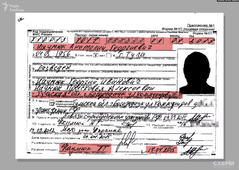 У батька нового заступника глави СБУ Наумюка чинний паспорт РФ, - Схеми 02