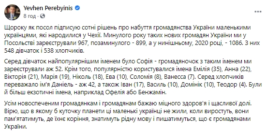 Более тысячи украинцев родились в 2020-м в Чехии, - посол Перебийнис 01