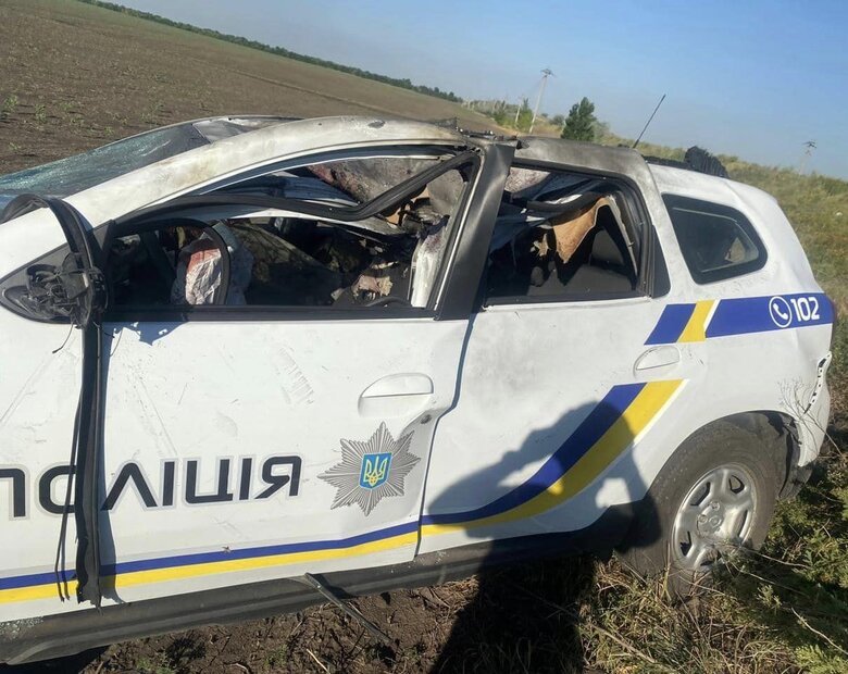 Поліцейське авто після атаки російського дрона