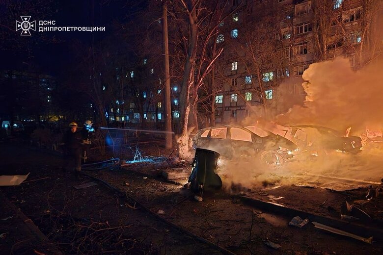 Fire after the attack on Dnipro