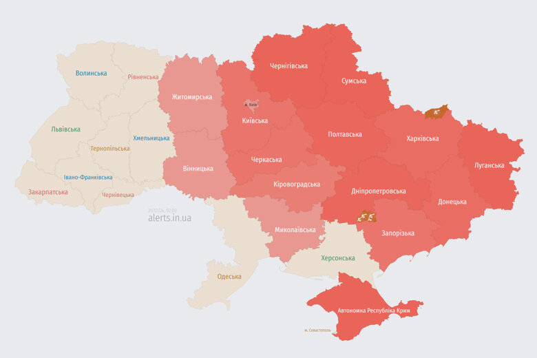 мапа тривог