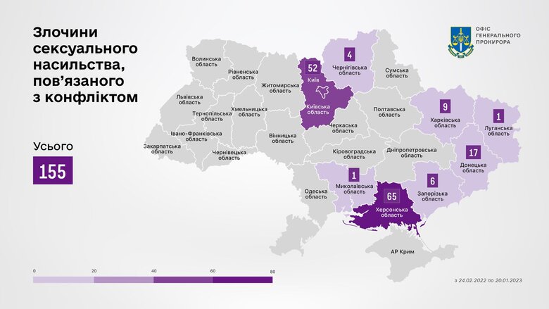Больше всего случаев сексуального насилия со стороны российских оккупантов зафиксировано на Херсонщине и Киевщине 01
