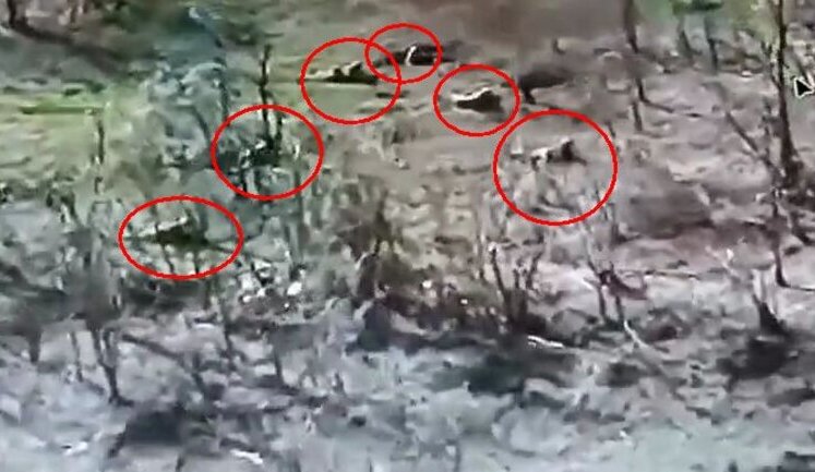 Штурмову групу окупантів накриває касетним боєприпасом. ВIДЕО