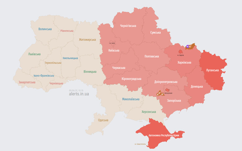 воздушная тревога карта