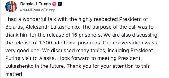Трамп поговорив із Лукашенком