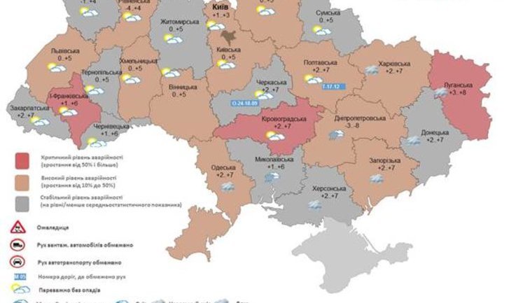 Traffic collision rate critical in Ivano-Frankivsk, Kirovohrad and Luhansk regions. INFOGRAPHICS