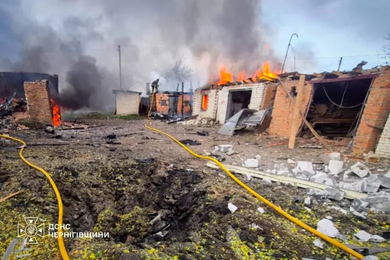 In Chernihiv Oblast, following Russian strikes, emergency services extinguished the fires: three people were injured