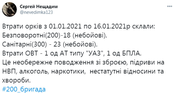 Із початку року на Донбасі померли 18 окупантів, 23 - поранені 01