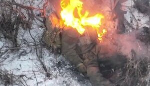 Российский солдат дотла сгорел после точного сбрасывания боеприпаса бойцов 30 ОМБр. ВИДЕО