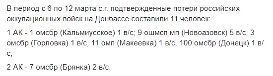 Втрати окупантів на Донбасі за тиждень становлять 11 осіб, - ІС 02