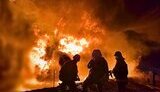Firefighting after drone attack