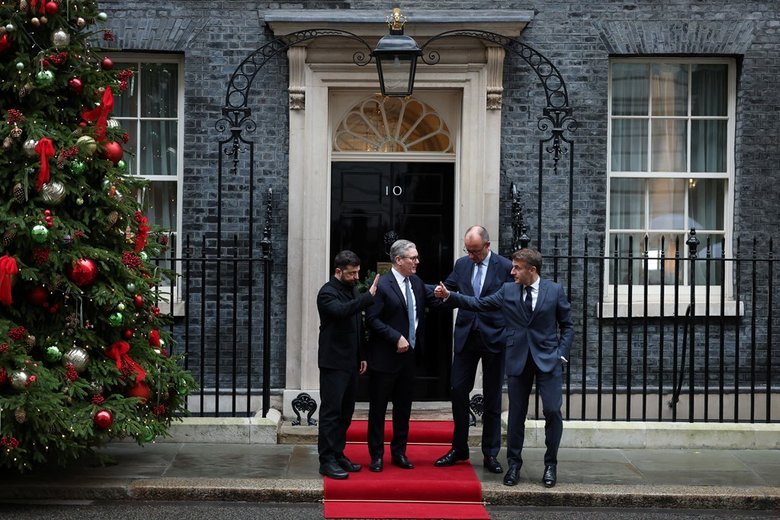 Merz and Macron left Downing Street after the brief meeting.